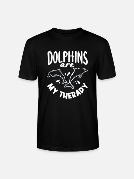 Dolphins are my therapy - Stanley/Stella CRAFTER Unisex Organic T-Shirt - black