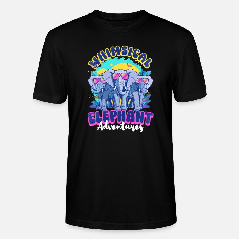 Elephant Whimsical Elephant Adventures - T-shirt bio CRAFTER Stanley Stella Unisexe - noir