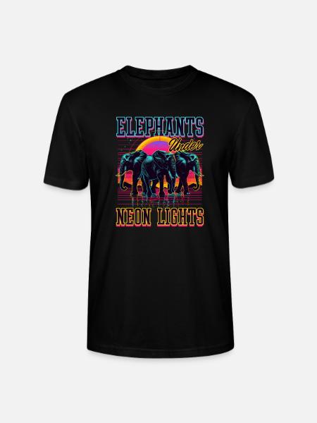 Elefantenelefanten unter Neonlichtern - Stanley/Stella Unisex Bio-T-Shirt CRAFTER - Schwarz