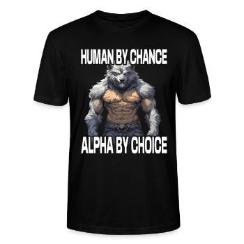 Werwolf Alpha Wolf Meme - Stanley/Stella Unisex Bio-T-Shirt CRAFTER - Schwarz - Vorne - Alina (178cm) & Michal (187cm)