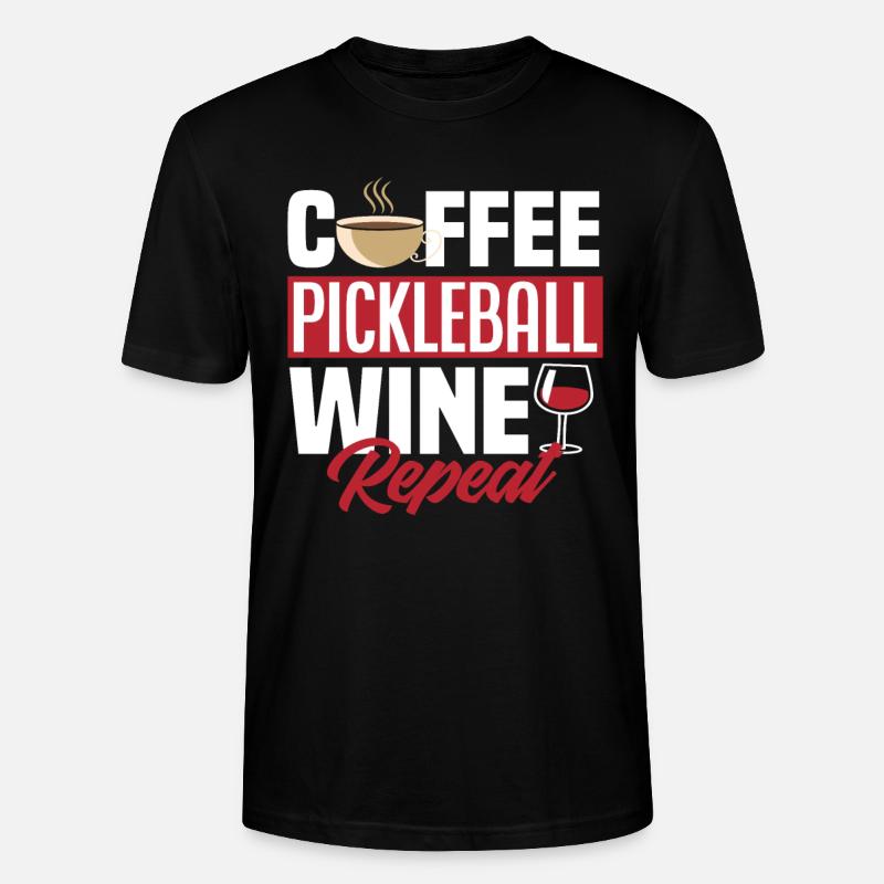 Café Pickleball Vin Répéter - T-shirt bio CRAFTER Stanley Stella Unisexe - noir