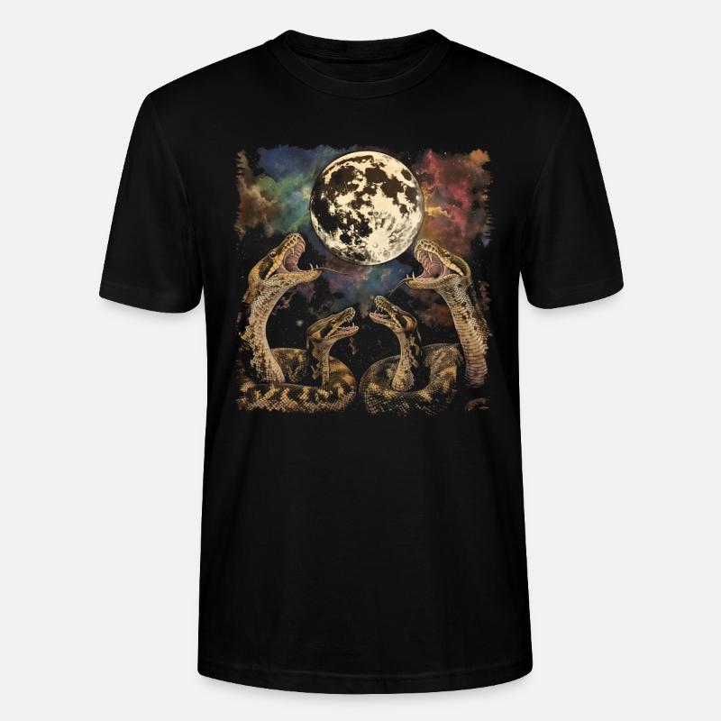 Kugelpython Schlange Heulender Mond - Stanley/Stella Unisex Bio-T-Shirt CRAFTER - Schwarz