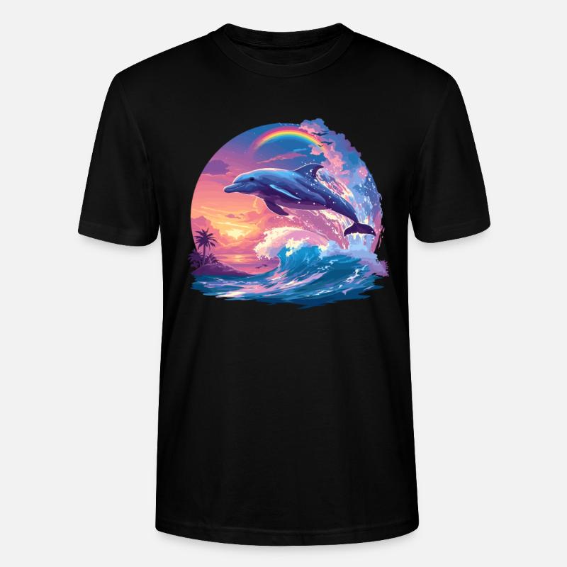 Dolphin Delfine Delfin - Stanley/Stella Unisex Bio-T-Shirt CRAFTER - Schwarz