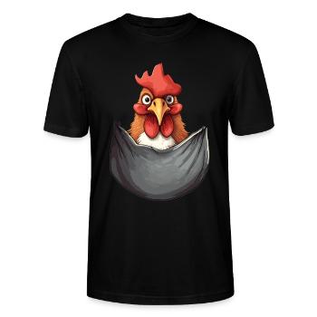 Chicken In Pocket - Stanley/Stella Unisex Bio-T-Shirt CRAFTER - Schwarz - Vorne - Alina (178cm) & Michal (187cm)