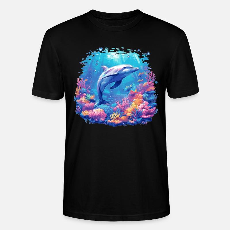 Dolphin Delfine Delfin - Stanley/Stella Unisex Bio-T-Shirt CRAFTER - Schwarz