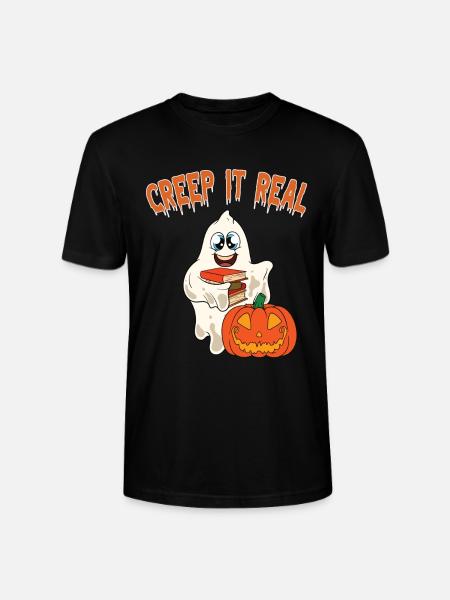 Cute Halloween Ghost Halloween - Stanley/Stella CRAFTER Unisex Organic T-Shirt - black
