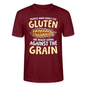 Glutenfrei Glutenunverträglichkeit Ernährung - Stanley/Stella Unisex Bio-T-Shirt CRAFTER - Burgunderrot - Vorne - Alina (178cm) & Michal (187cm)