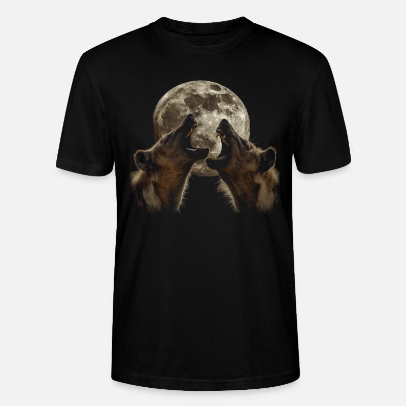 Hyäne Afrikanisches Tier Heulender Mond - Stanley/Stella Unisex Bio-T-Shirt CRAFTER - Schwarz