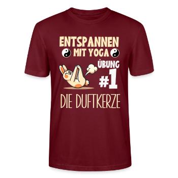 Relaxing with Yoga Bunny Funny Meditation Exercise - Stanley/Stella CRAFTER Unisex Organic T-Shirt - burgundy - Front - Alina (178cm) & Michal (187cm)