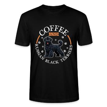 Kaffee und Black Russian Terrier - Stanley/Stella Unisex Bio-T-Shirt CRAFTER - Schwarz - Vorne - Alina (178cm) & Michal (187cm)