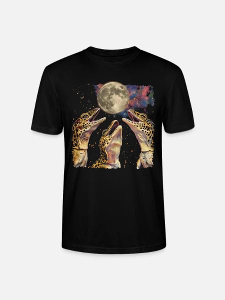 Leopard Gecko Lizard Howling Moon - Stanley/Stella CRAFTER Unisex Organic T-Shirt - black