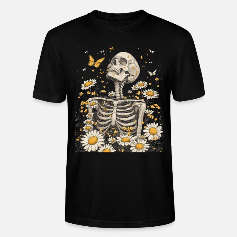 Fleurs squelettes - T-shirt bio CRAFTER Stanley Stella Unisexe - noir