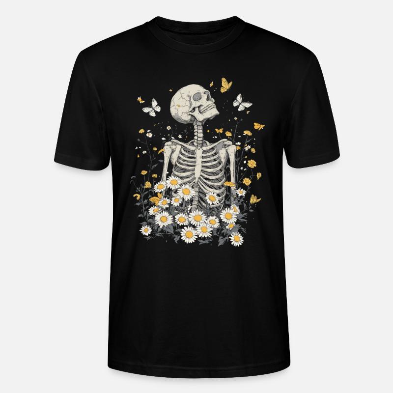 Skelett Blumen - Stanley/Stella Unisex Bio-T-Shirt CRAFTER - Schwarz