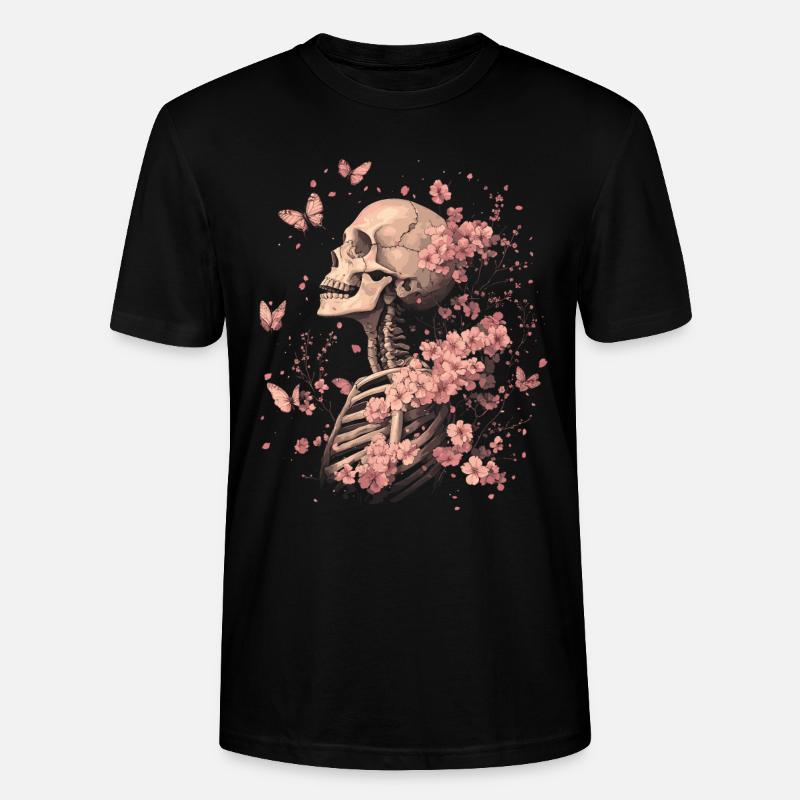Skelett Blumen - Stanley/Stella Unisex Bio-T-Shirt CRAFTER - Schwarz
