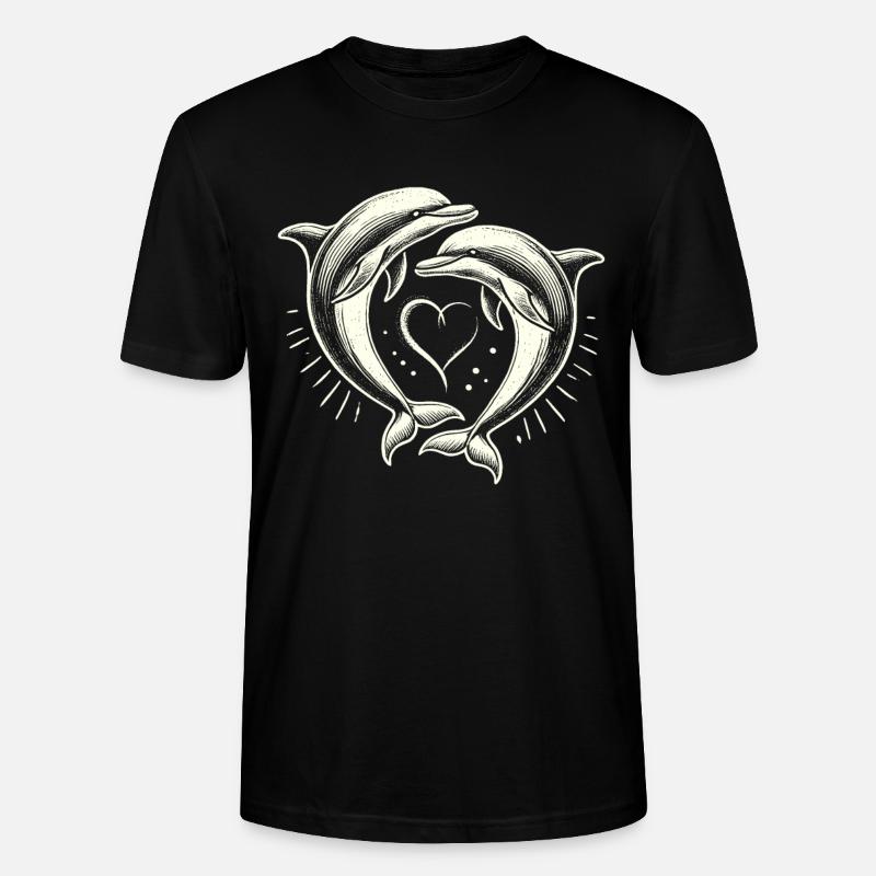 Dauphin, Dauphins Mignons, Coeur - T-shirt bio CRAFTER Stanley Stella Unisexe - noir