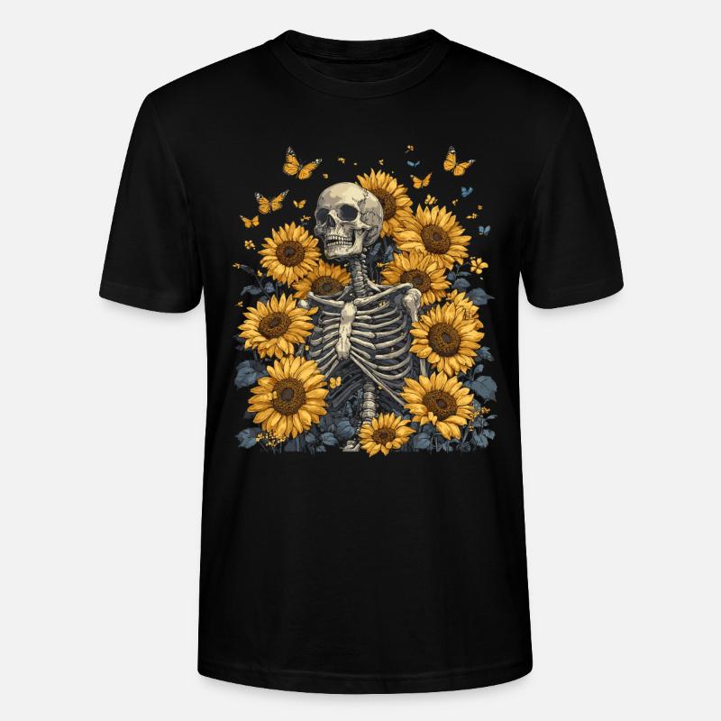 Skelett Blumen - Stanley/Stella Unisex Bio-T-Shirt CRAFTER - Schwarz