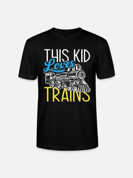 This Kid Loves Trains Railroad - Stanley/Stella CRAFTER Unisex Organic T-Shirt - black