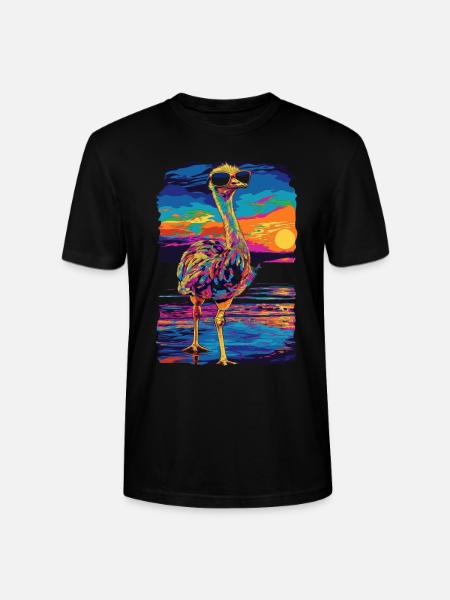 Ostrich Animal Sunglasses Beach Popart - Stanley/Stella CRAFTER Unisex Organic T-Shirt - black