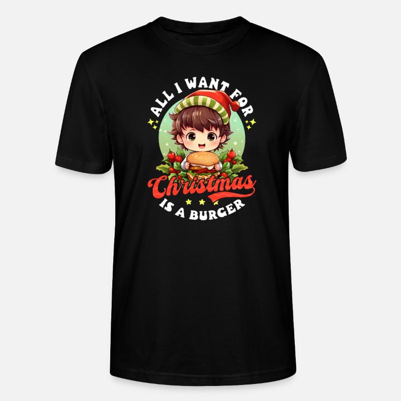 Burger Noël Want Is Burger - T-shirt bio CRAFTER Stanley Stella Unisexe - noir