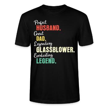 Glasbläser Papa - Stanley/Stella Unisex Bio-T-Shirt CRAFTER - Schwarz - Vorne - Alina (178cm) & Michal (187cm)