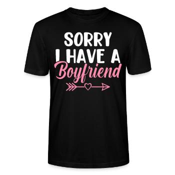 Entschuldigung, ich habe einen Freund Lustige Bezi - Stanley/Stella Unisex Bio-T-Shirt CRAFTER - Schwarz - Vorne - Alina (178cm) & Michal (187cm)