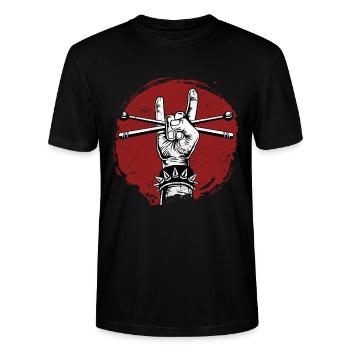 Schlagzeug Drums Drumstick Drummer Musik Band Rock - Stanley/Stella Unisex Bio-T-Shirt CRAFTER - Schwarz - Vorne - Alina (178cm) & Michal (187cm)