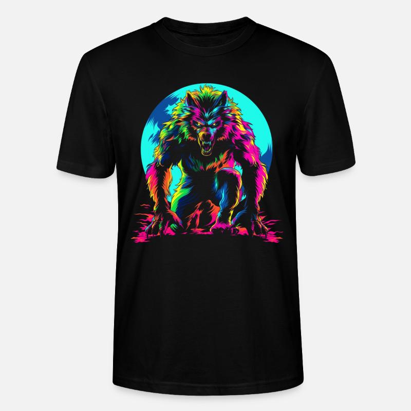 Werwolf Wolf Mond Popart - Stanley/Stella Unisex Bio-T-Shirt CRAFTER - Schwarz