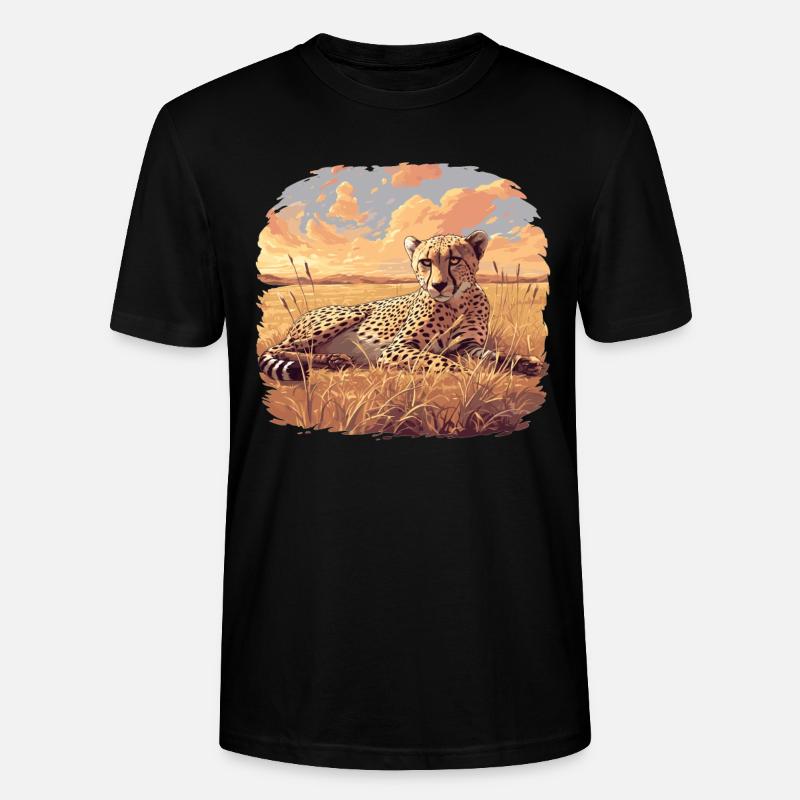 Cheetah Geparde Gepard - Stanley/Stella Unisex Bio-T-Shirt CRAFTER - Schwarz