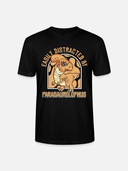 Easily Distracted By Parasaurolophus Lover - Stanley/Stella CRAFTER Unisex Organic T-Shirt - black