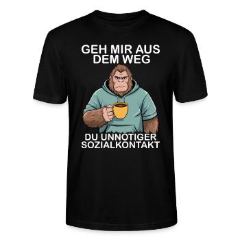 Geh Mir Aus Dem Weg Du Unnötiger Sozialkontakt - Stanley/Stella Unisex Bio-T-Shirt CRAFTER - Schwarz - Vorne - Alina (178cm) & Michal (187cm)