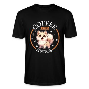 Kaffee und Korea Jindo Dog - Stanley/Stella Unisex Bio-T-Shirt CRAFTER - Schwarz - Vorne - Alina (178cm) & Michal (187cm)