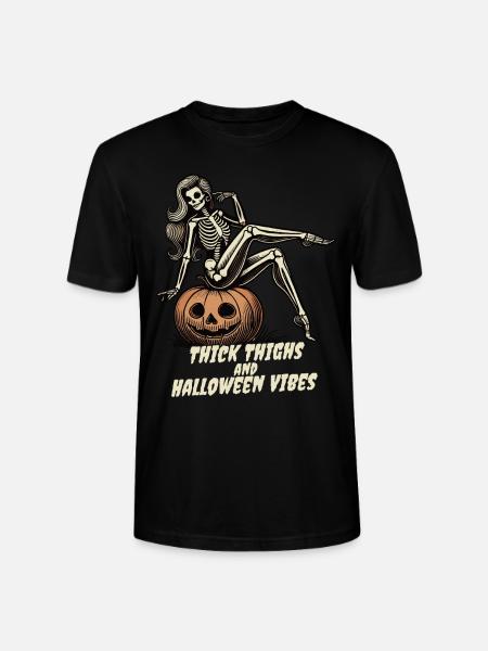 Funny Halloween Thick Thighs Vibes - Stanley/Stella CRAFTER Unisex Organic T-Shirt - black