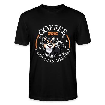 Coffee and Lapland Reindeer Dog - Stanley/Stella CRAFTER Unisex Organic T-Shirt - black - Front - Alina (178cm) & Michal (187cm)
