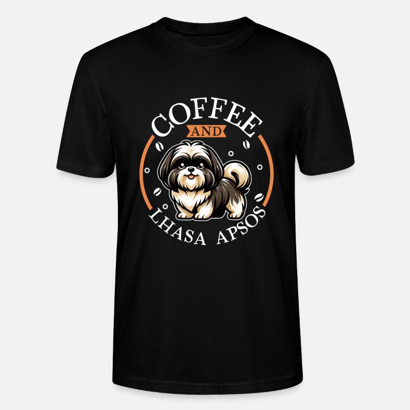Café et Lhassa Apso - T-shirt bio CRAFTER Stanley Stella Unisexe - noir