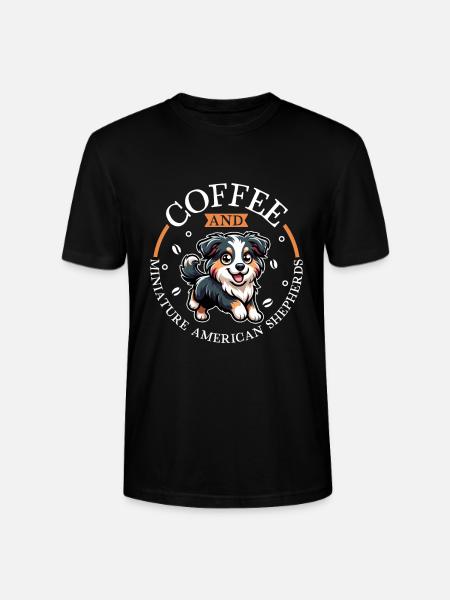 Coffee and Miniature American Shepherd - Stanley/Stella CRAFTER Unisex Organic T-Shirt - black