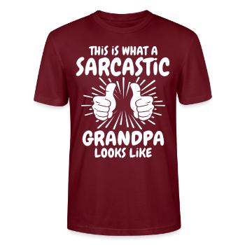 Papi sarcastique - T-shirt bio CRAFTER Stanley Stella Unisexe - bordeaux - Devant - Alina (178cm) & Michal (187cm)