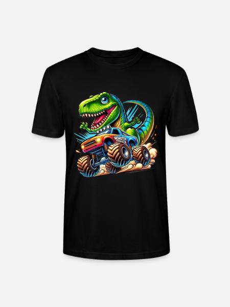 Eventyrlysten dinosaur på monstertruck - Stanley Stella CRAFTER unisex økologisk-T-shirt - sort