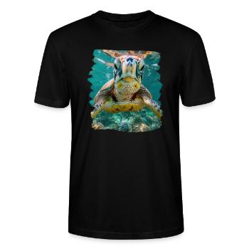 Sea Turtle Meeresschildkröten Meeresschildkröte - Stanley/Stella Unisex Bio-T-Shirt CRAFTER - Schwarz - Vorne - Alina (178cm) & Michal (187cm)