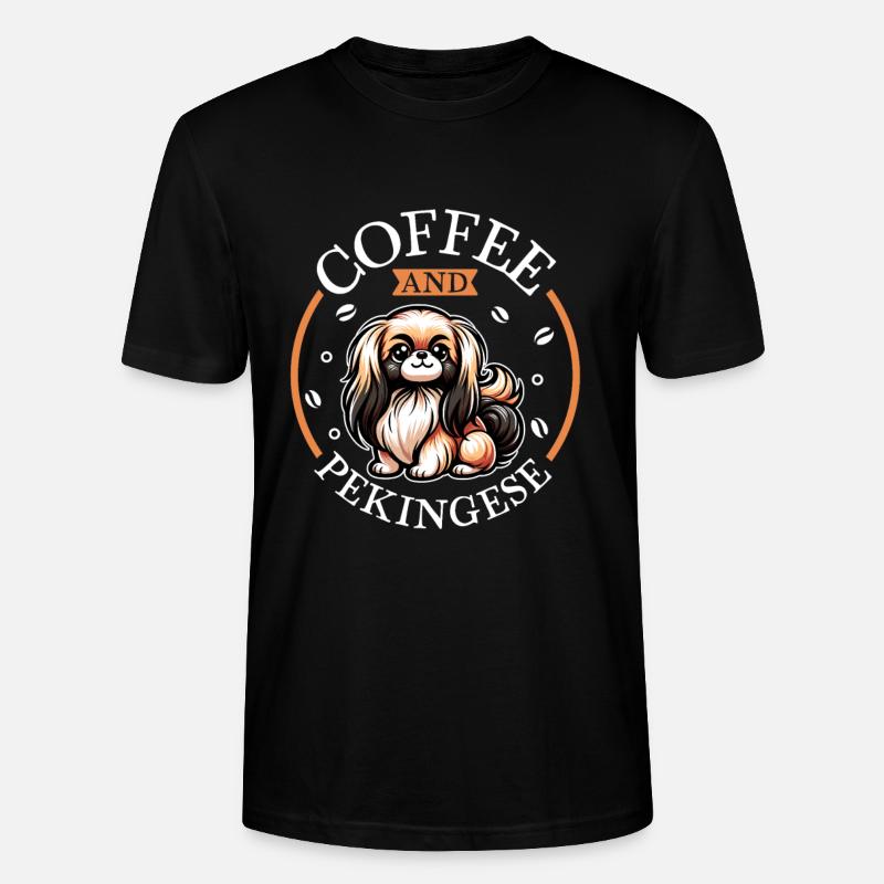 Kaffee und Pekingese - Stanley/Stella Unisex Bio-T-Shirt CRAFTER - Schwarz