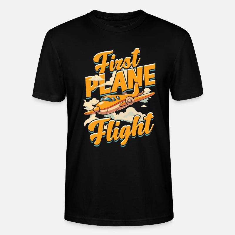 First Flight Airplane Flight - Stanley/Stella CRAFTER Unisex Organic T-Shirt - black