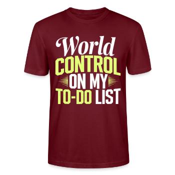 Verschwörung Der Neuen Weltordnung Globale - Stanley/Stella Unisex Bio-T-Shirt CRAFTER - Burgunderrot - Vorne - Alina (178cm) & Michal (187cm)