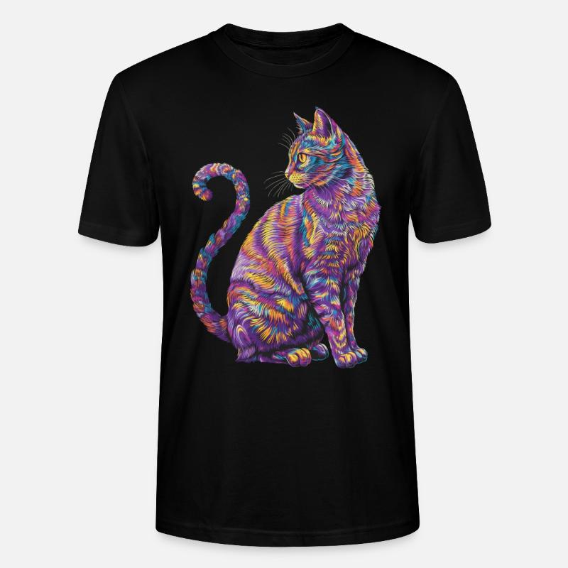 Lebendige psychedelische Katze - Bunte Katzenkunst - Stanley/Stella Unisex Bio-T-Shirt CRAFTER - Schwarz