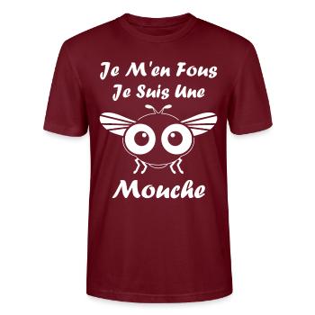Insect Quote Fly Humor - Stanley/Stella CRAFTER Unisex Organic T-Shirt - burgundy - Front - Alina (178cm) & Michal (187cm)