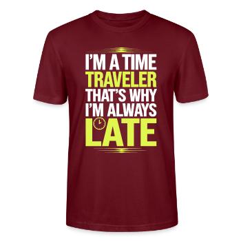 Passionné de science-fiction et de voyage dans le temps - T-shirt bio CRAFTER Stanley Stella Unisexe - bordeaux - Devant - Alina (178cm) & Michal (187cm)