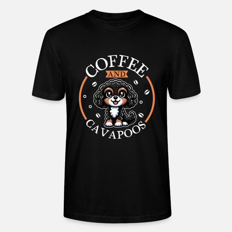 Café et Cavapoo - T-shirt bio CRAFTER Stanley Stella Unisexe - noir