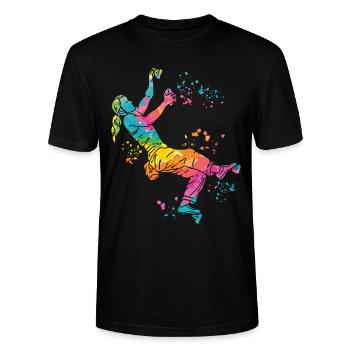 Boulderer Colorsplash Boulder Bouldern - Stanley/Stella Unisex Bio-T-Shirt CRAFTER - Schwarz - Vorne - Alina (178cm) & Michal (187cm)