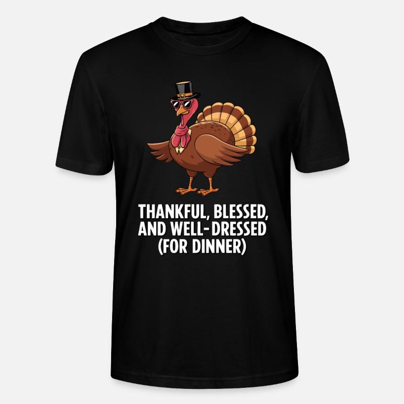 Dinde drôle de Thanksgiving - T-shirt bio CRAFTER Stanley Stella Unisexe - noir