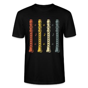 Enregistreur rétro Joueur d’instrument de musique Musicien - T-shirt bio CRAFTER Stanley Stella Unisexe - noir - Devant - Alina (178cm) & Michal (187cm)