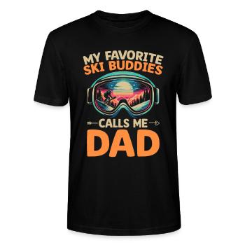 Mine yndlingsskikammerater kalder mig far skiløber - Stanley Stella CRAFTER unisex økologisk-T-shirt - sort - Foran - Alina (178cm) & Michal (187cm)