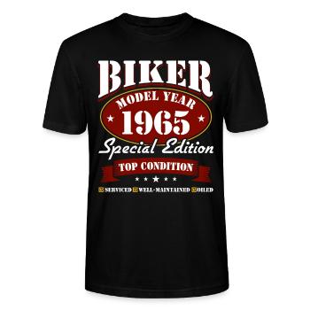 60. Geburtstag 1965 Motorrad Motorradfahrer - Stanley/Stella Unisex Bio-T-Shirt CRAFTER - Schwarz - Vorne - Alina (178cm) & Michal (187cm)